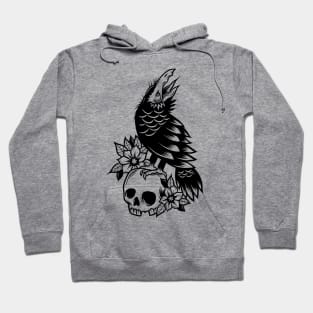 Crow and skull Hoodie